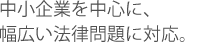 中小企業・個人を中心に、幅広い法律問題に対応。